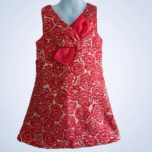 Memory Lane: Coral Floral Sleeveless Dress with Bow